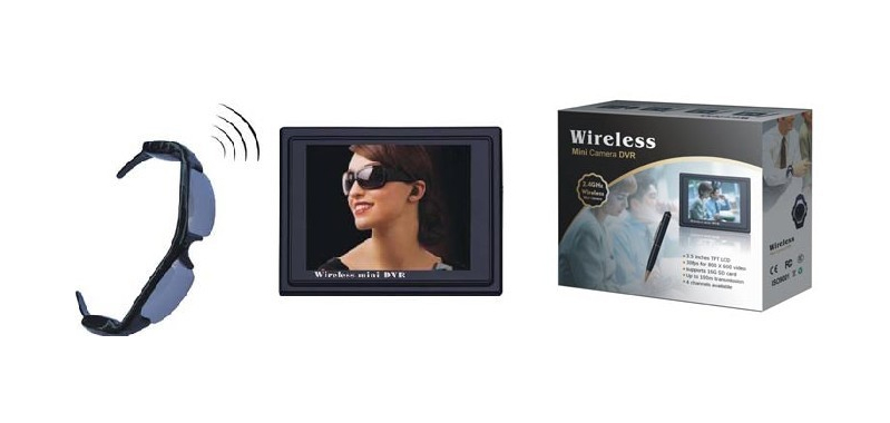 Wireless SPY Sunglasses 32GB 3.5inch and 200m transmit + SPY DVR