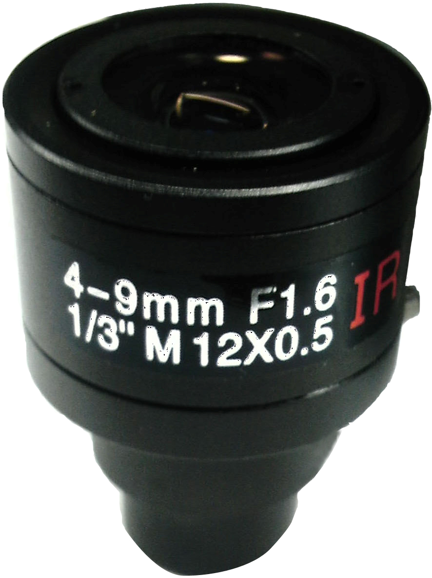 CCTV 1/3 Formate F1.6 Aperture Manual 4-9mm Lens Black